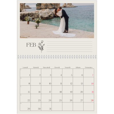 Calendario A4 Doppio — Iniziali in fiore [Febbraio]