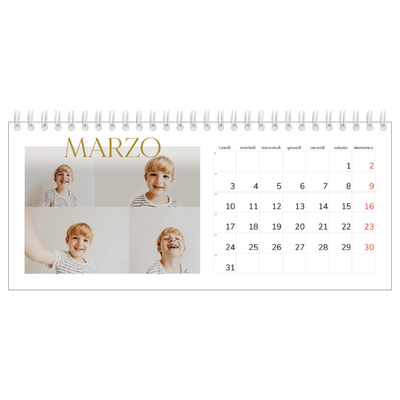 Calendari da tavolo — Testo in grande d'oro [Marzo]