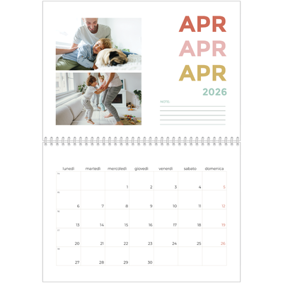 Calendario A4 Doppio — Tipo colorato [Aprile]