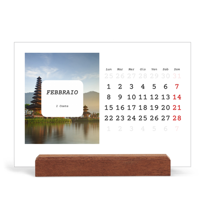 Calendario con supporto in legno orizzontale  — Tutta la storia [Febbraio]
