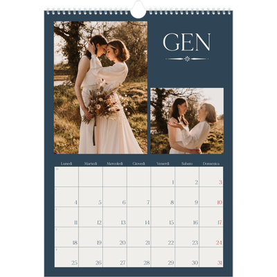 Calendario A3 verticale — Ardesia e grazie [Gennaio]