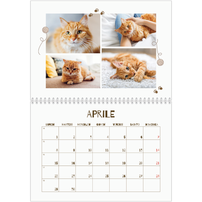 Calendario A4 Doppio — Gattino giocherellone [Aprile]