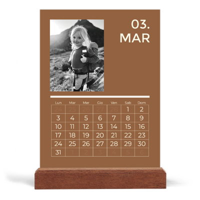 Calendario con supporto in legno verticale  — Contemporaneo [Marzo]