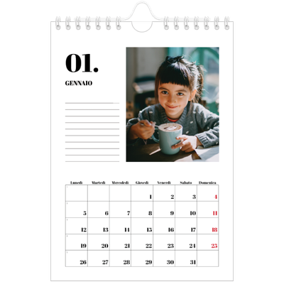 Calendario fotografico A5 — Serif e momenti [Gennaio]