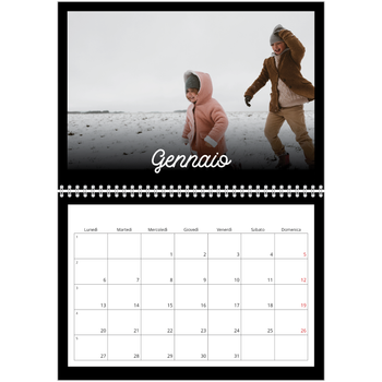 Calendario A4 Doppio — Minimale nero