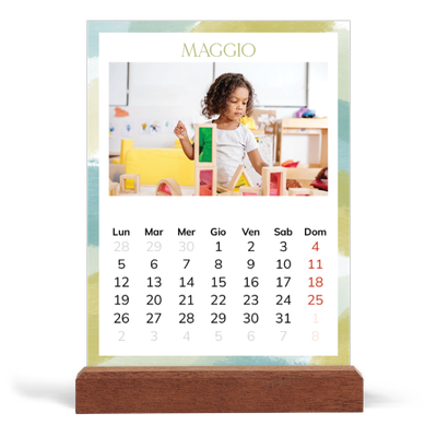 Calendario con supporto in legno verticale  — Effetto pennello [copertina]
