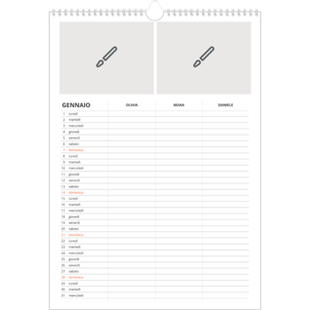Calendario personalizzato A3 — Disegna il tuo prodotto - Famiglia di 3