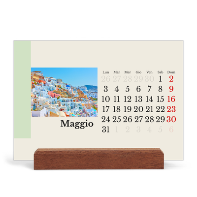 Calendario con supporto in legno orizzontale  — Vedute del mondo [copertina]
