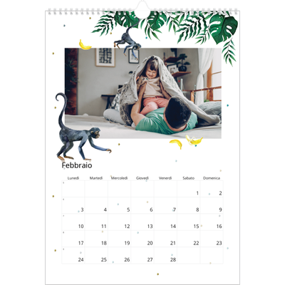 Calendario A3 verticale — Animali ad acquerello [Febbraio]