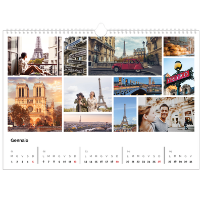 Calendario A3 orizzontale  — Struttura [Gennaio]