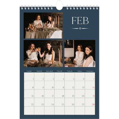Calendario personalizzato A4 — Ardesia e grazie [Febbraio]