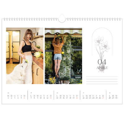 Calendario A3 orizzontale  — Batanico semplice [Aprile]