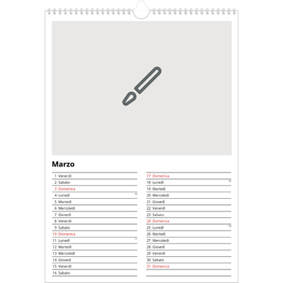 Calendario A3 verticale — Disegna il tuo prodotto [Marzo]