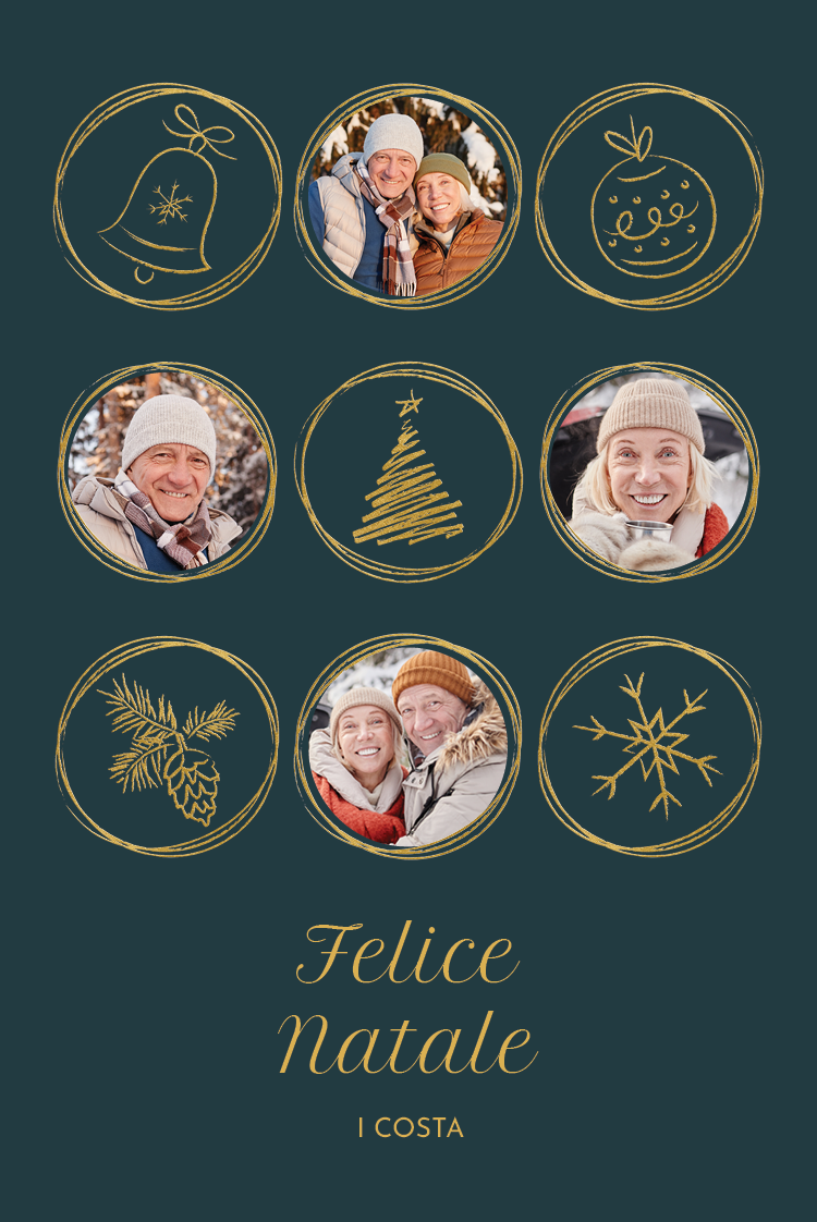 Biglietti — Palline di Natale - sfondo verde