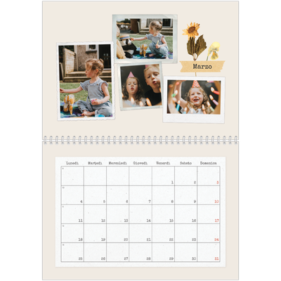 Calendario A4 Doppio — Scrapbooking vintage [Marzo]