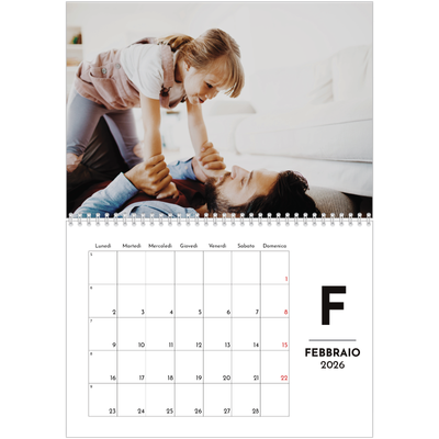 Calendario A4 Doppio — Riflettore lettera [Febbraio]