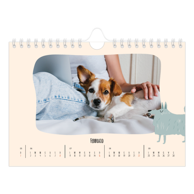Calendario fotografico A5 — Zampette di cane e scarabocchi [Febbraio]