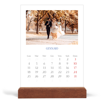 Calendario con supporto in legno verticale — Classico cobalto