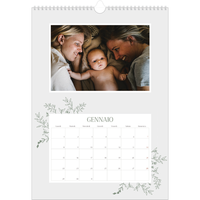 Calendario A3 verticale — Fiori disegnati a mano [Gennaio]