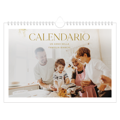 Calendario fotografico A4 — Testo in grande d'oro [copertina]