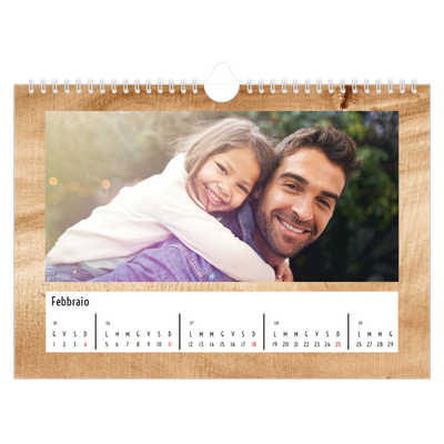 Calendario fotografico A4 — Legno [Febbraio]