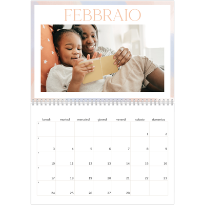 Calendario A4 Doppio — Effetto pennello [Febbraio]