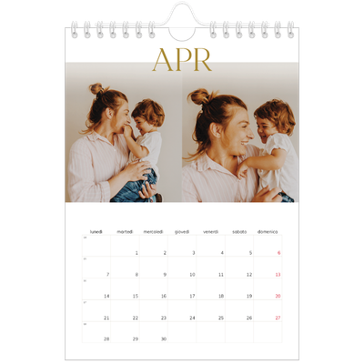 Calendario fotografico A5 — Testo in grande d'oro [Aprile]