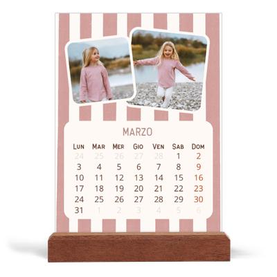 Calendario con supporto in legno verticale  — Fantasia rétro [Marzo]