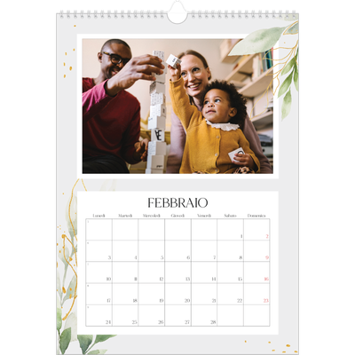 Calendario A3 verticale — Spruzzo floreale [Febbraio]