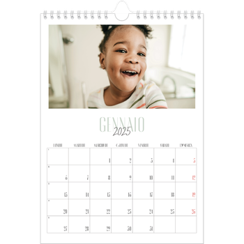 Calendario personalizzato A4 — Tipografia mista