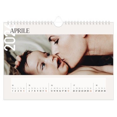 Calendario fotografico A4 — Testo sovrapposto [Aprile]