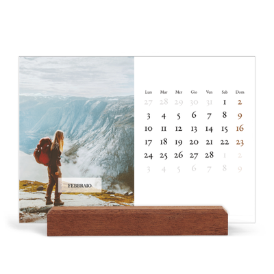 Calendario con supporto in legno orizzontale  — Calendario classico [Febbraio]
