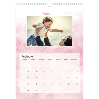 Calendario A3 verticale — Sfondi ad acquerello [Febbraio]