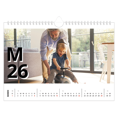 Calendario fotografico A4 — Stile lettera [Marzo]