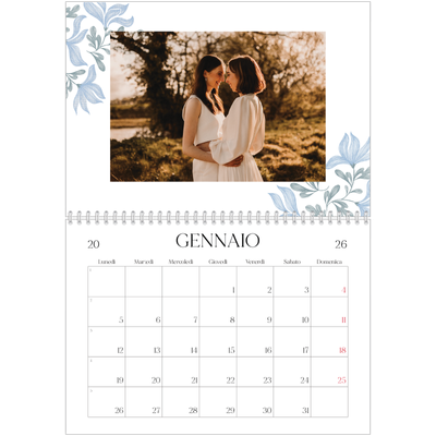 Calendario A4 Doppio — Floreale elegante [Gennaio]