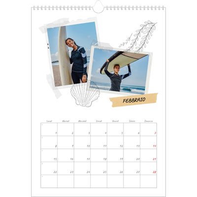 Calendario A3 verticale — Album ricordi con stile [Febbraio]