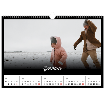 Calendario Fotografico A3 Orizzontale — Minimale nero