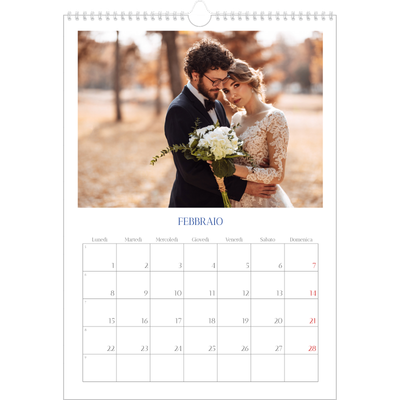 Calendario A3 verticale — Classico cobalto [Febbraio]