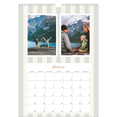 Calendario A3 verticale — Scrittura e strisce [Gennaio]