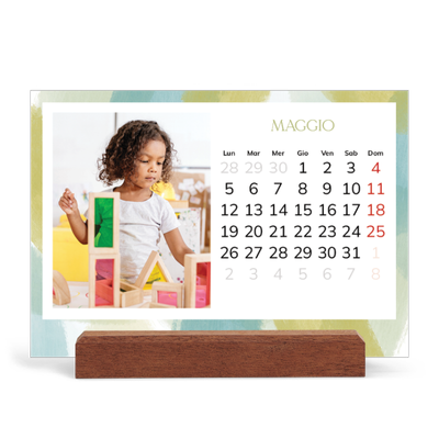 Calendario con supporto in legno orizzontale  — Effetto pennello [copertina]