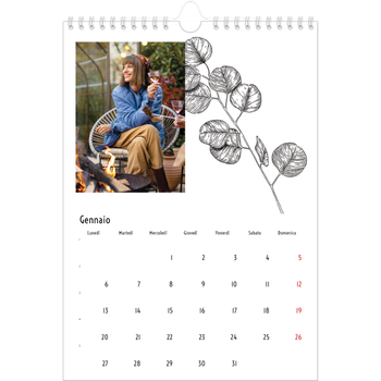 Calendario personalizzato A4 — Disegni di fiori