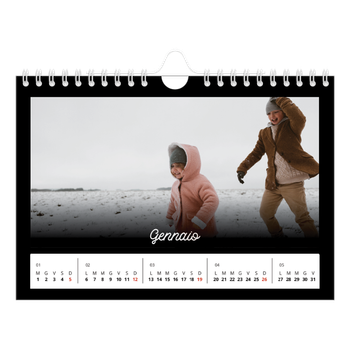 Calendario Fotografico A5 Orizzontale — Minimale nero