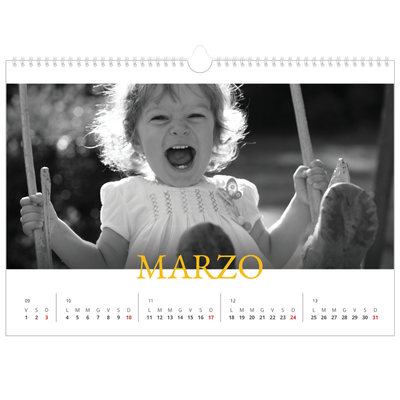 Calendario A3 orizzontale  — Stile tradizionale [Marzo]