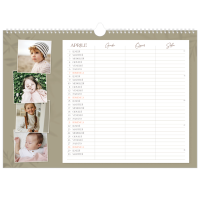 Calendario fotografico A3 — Calendario terra a terra - Famiglia di 3 [Aprile]