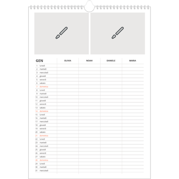 Calendario personalizzato A3 — Disegna il tuo prodotto - Famiglia di 4