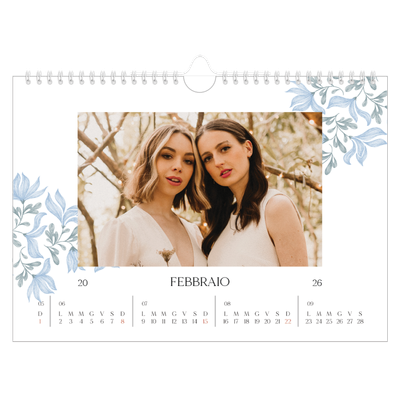 Calendario fotografico A4 — Floreale elegante [Febbraio]