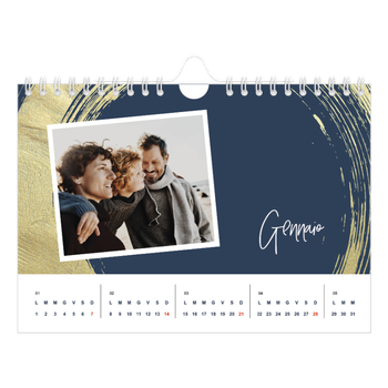 Calendario Fotografico A5 Orizzontale — Sfondi spazzolati d'oro