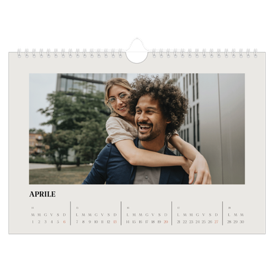 Calendario fotografico A4 — Avorio semplice [Aprile]