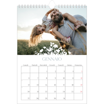 Calendario personalizzato A4 — Motivo floreale
