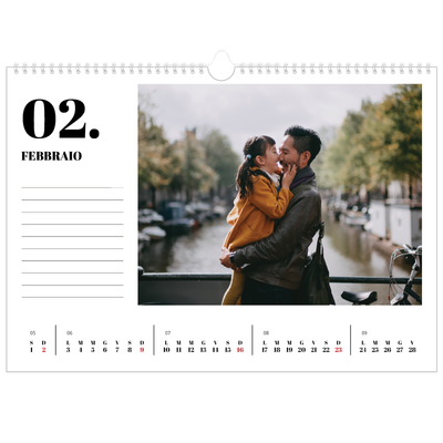 Calendario A3 orizzontale  — Serif e momenti [Febbraio]